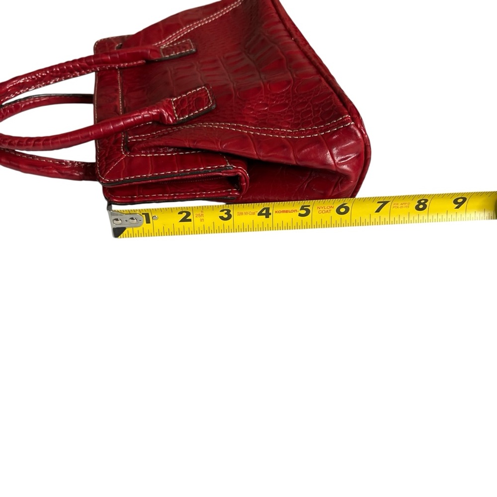 LIZ CLAIBORNE Crazy Horse Vintage Red Mock Croc Mini Satchel OS - Picture 6 of 11